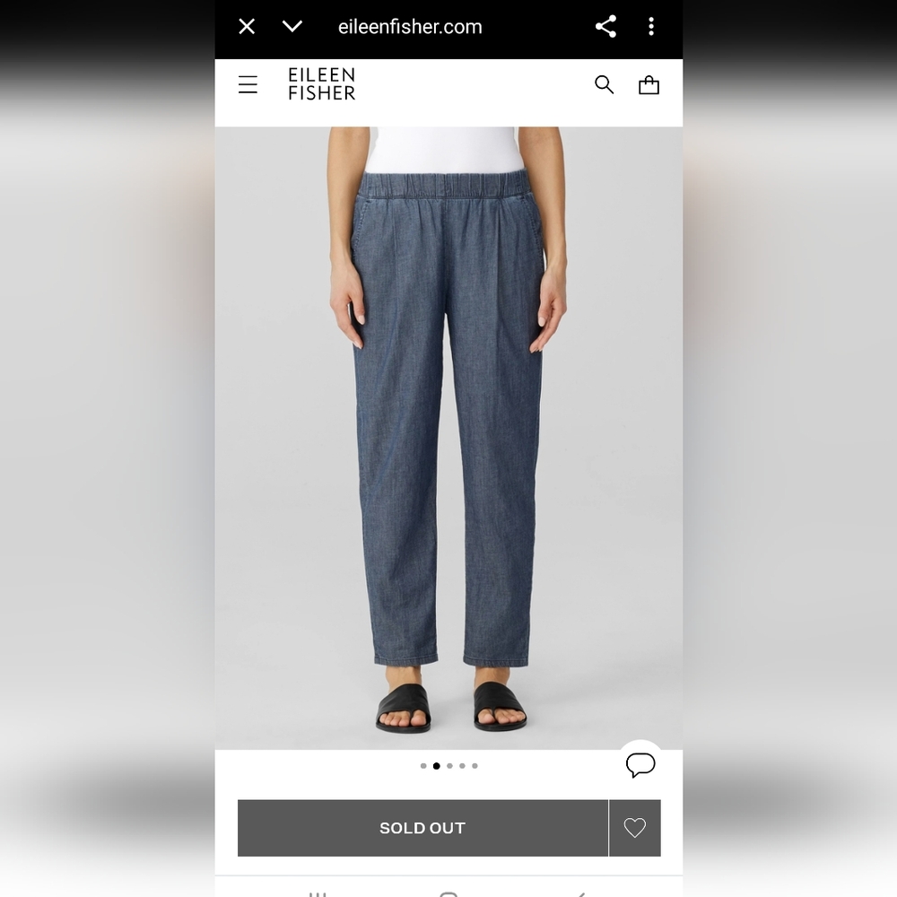 NWT EILEEN FISHER Blue Elastic Waist Pants MEDIUM